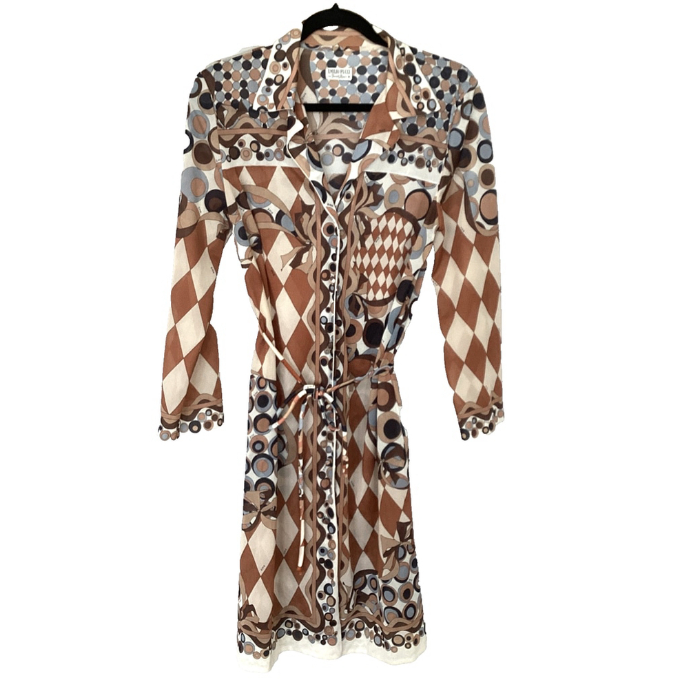 Emilio Pucci 1960s Harlequin & Circle Pattern Bed Jacket Robe Duster Size S/M